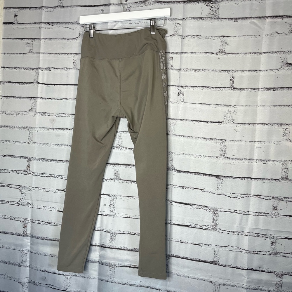 BSP Tan Ribbed Leggings Size L High-Waisted Stretchy Activewear Yoga Athletic - Picture 10 of 13